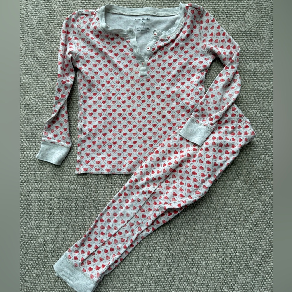 Roller rabbit 6 Heart sunita Pajamas - Gray and Red